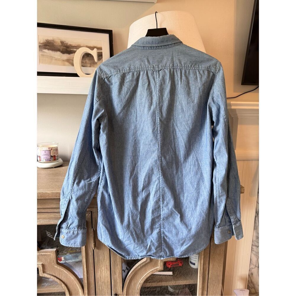 Solid & Striped Button Down Shirt Womens Blue Medium Long Sleeve Chambray (TP1) - Picture 6 of 9